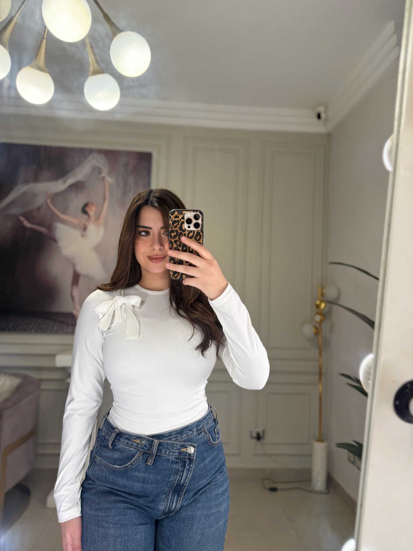 Girls Club Bow Basic Top - OffWhite