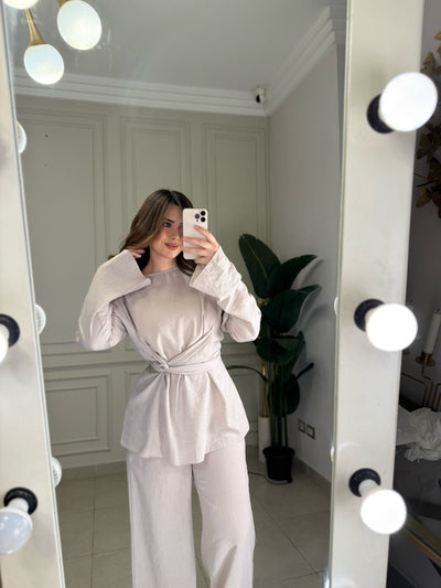 No Filter Wrap Linen Set - Latte