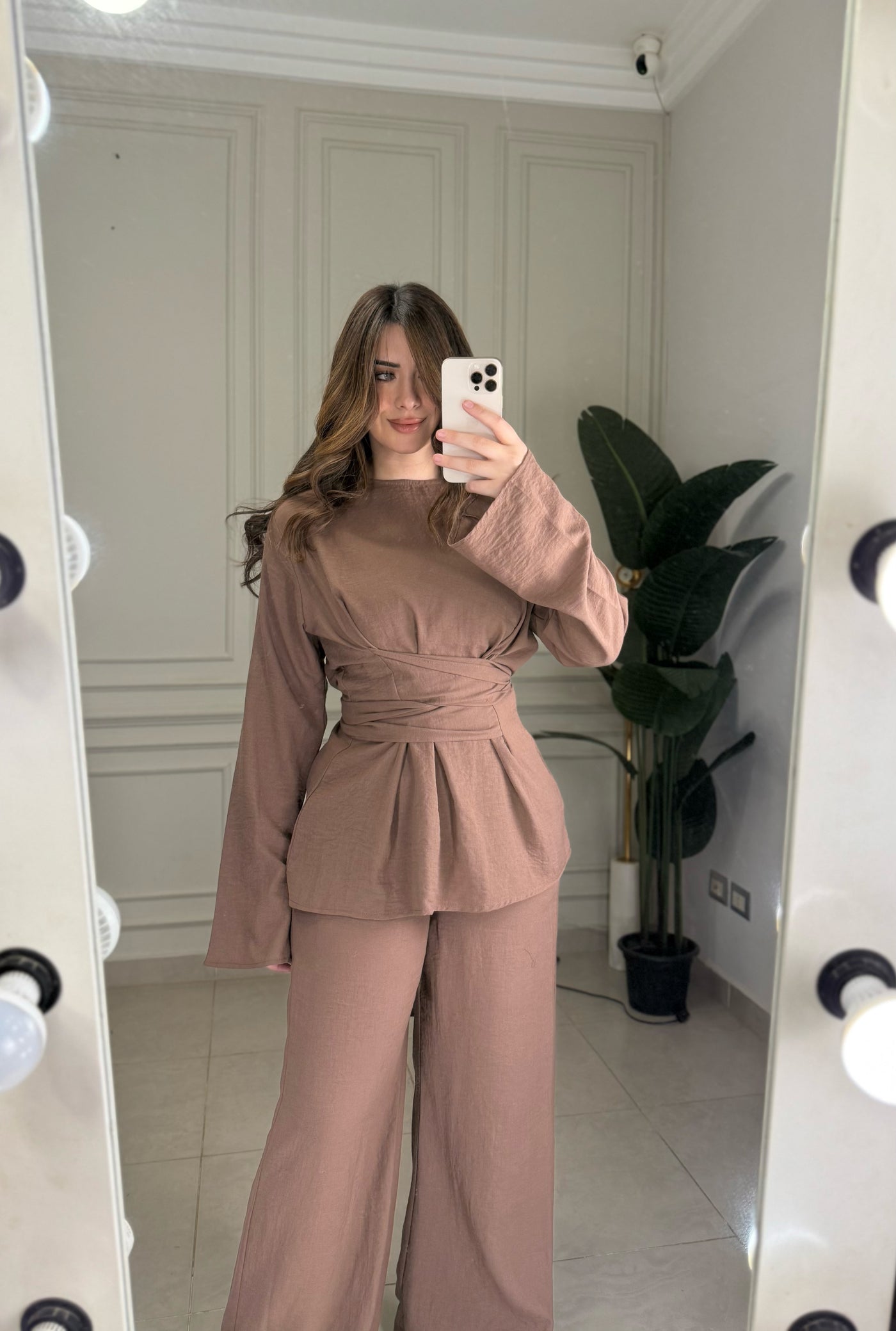 No Filter Wrap Linen Set -Hazelnut