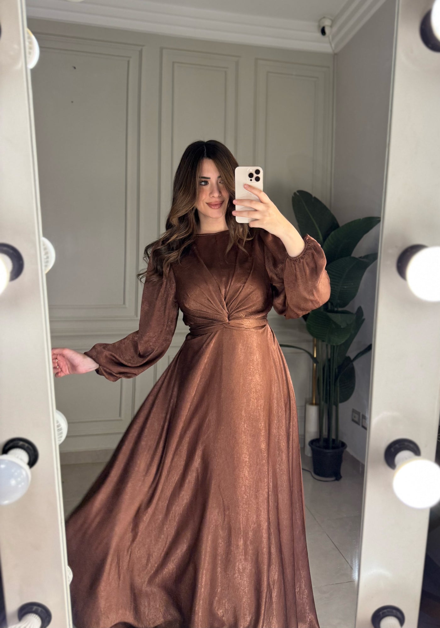 Pretty Era Wrap Dress -Brown
