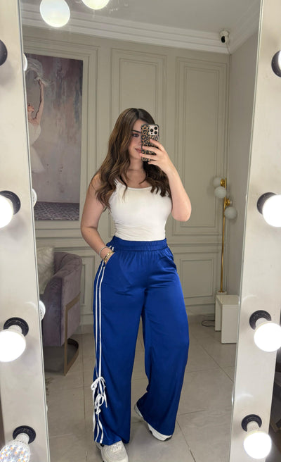 She's a Girl Bow Silky Pants - Royal Blue