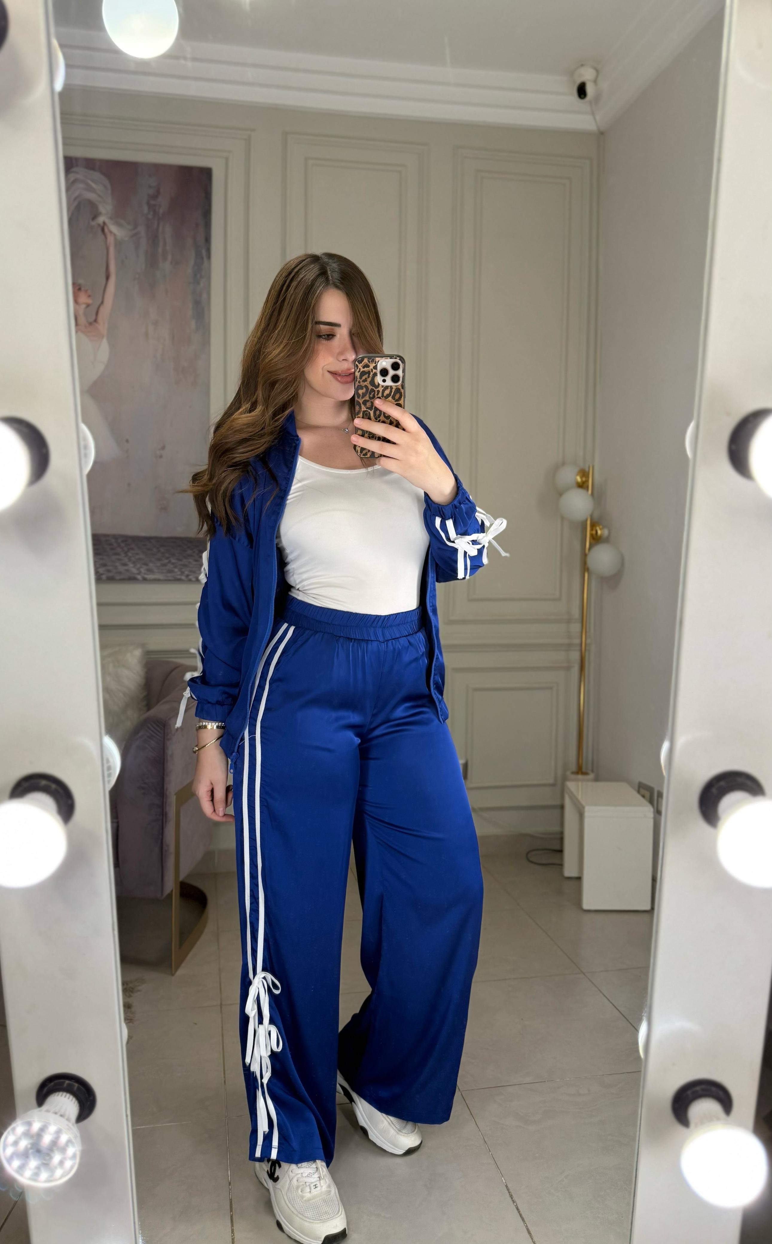 She's a Girl Bow Silky Tracksuit - Royal Blue – Obsession Boutique eg