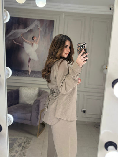 Morning Date Linen Set - Cafe