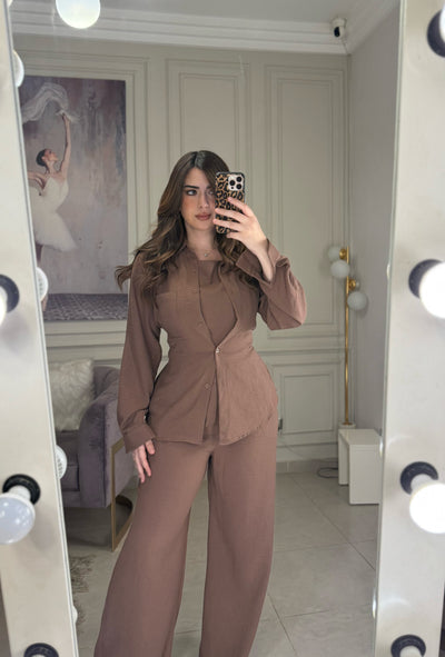 Morning Date Linen Set - Hazelnut