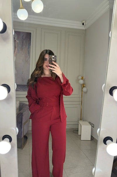 Morning Date Linen Set - Burgundy