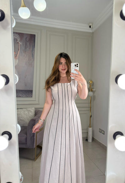 Girl in Florence Linen Dress - Beige