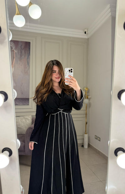 Girl in Florence Linen Dress Set - Black