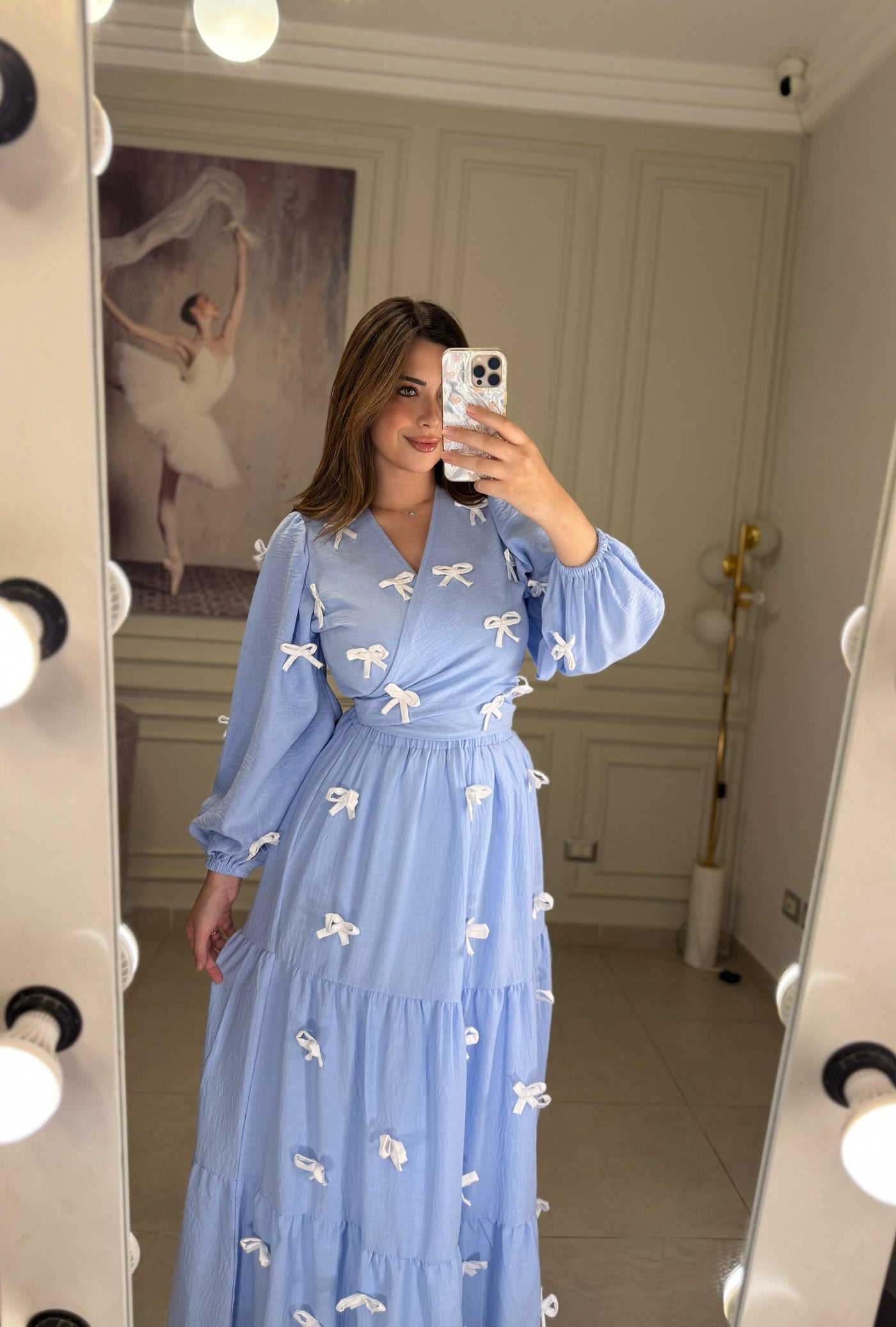 Bow Doll Skirt Set - Baby Blue