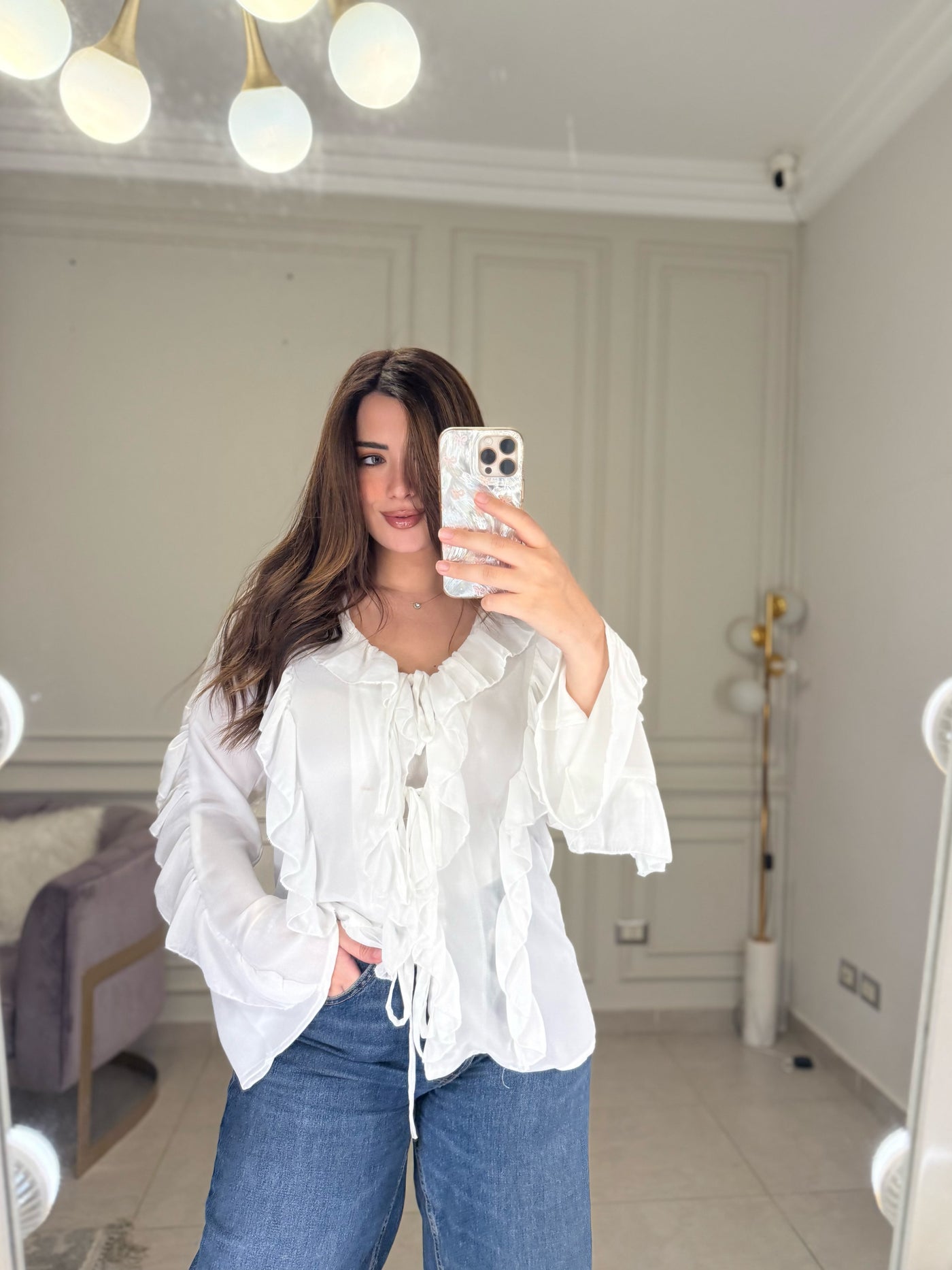 Just A Girl Ruffled Blouse - White