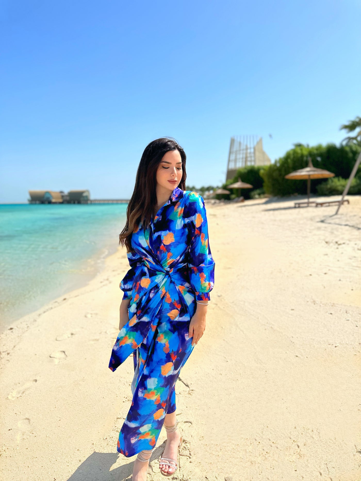 In My Lamborghini Silky Wrap Dress - Tropical Blue