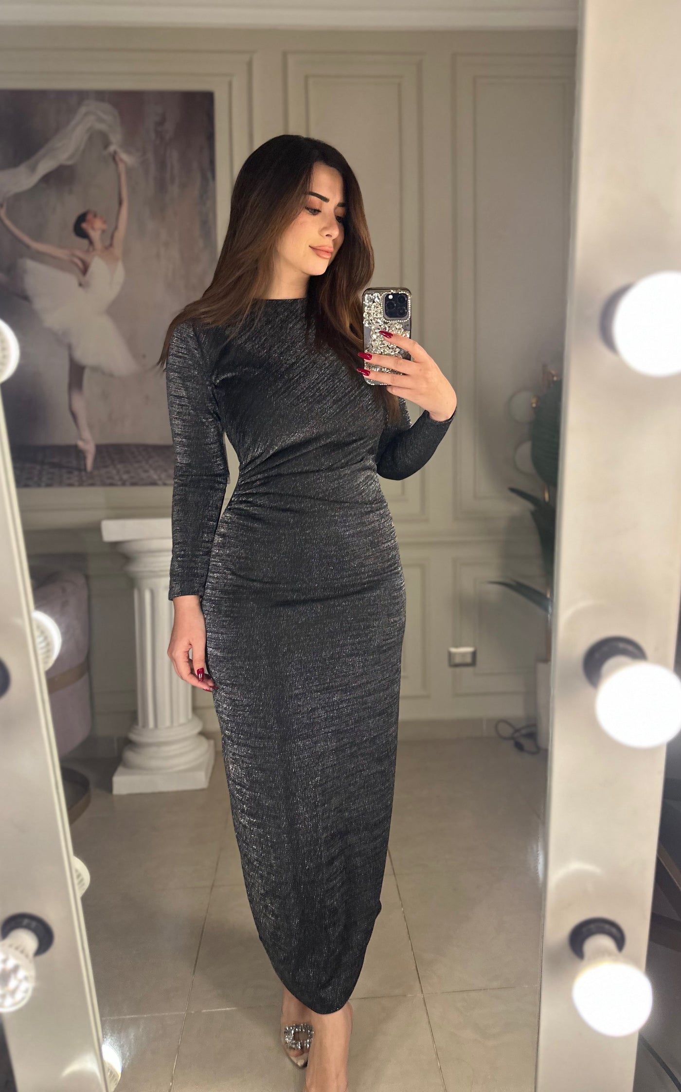 Vogue Model Ruched Dress - Black