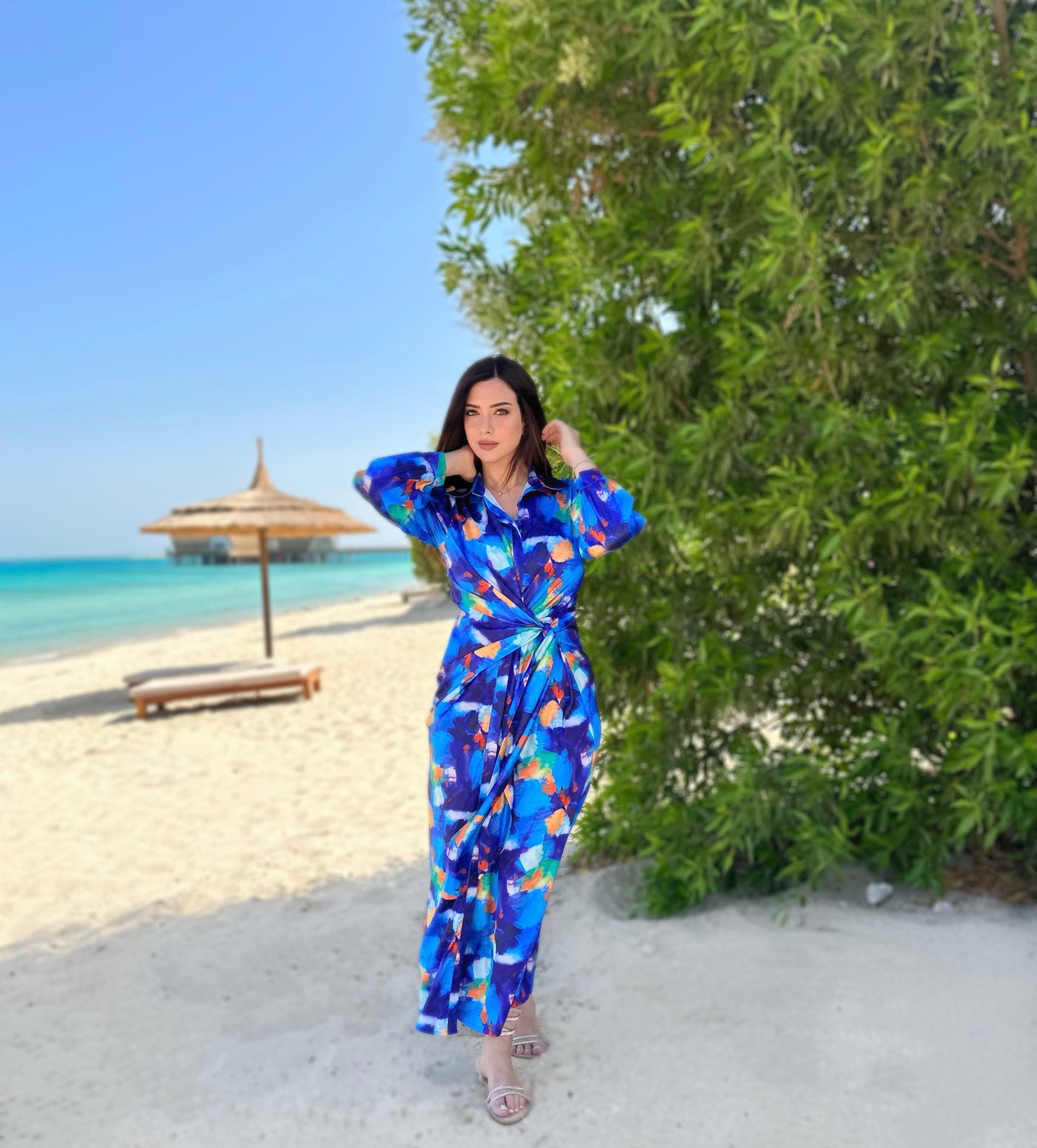 In My Lamborghini Silky Wrap Dress - Tropical Blue