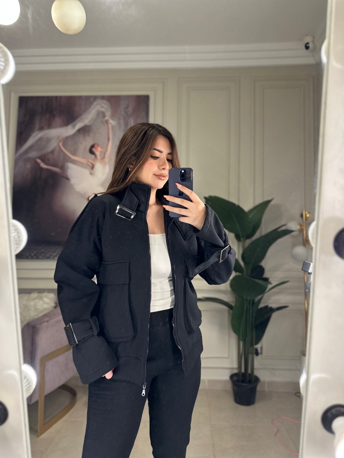 Trendsetter Pockets Belted Jacket - Black