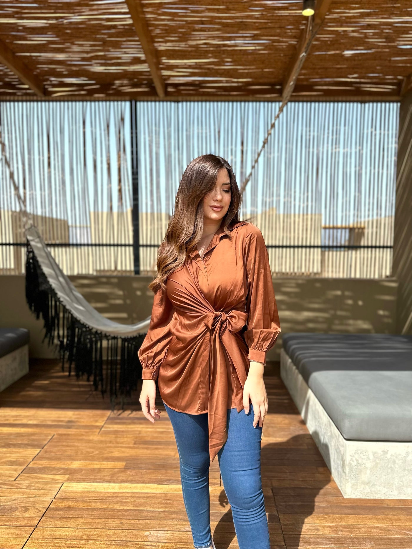 Lamborghini Wrap Blouse - Hazelnut