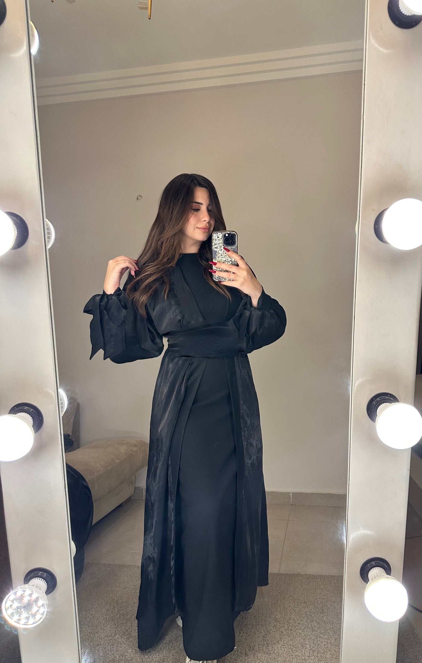 Glowing Goddess Belted Kaftan - Black