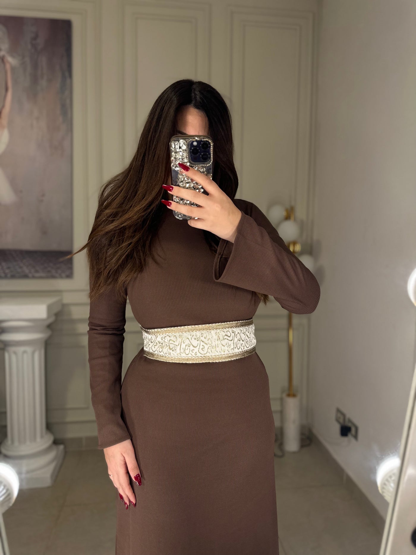 Arabian Nights Belted Dress - Hazelnut