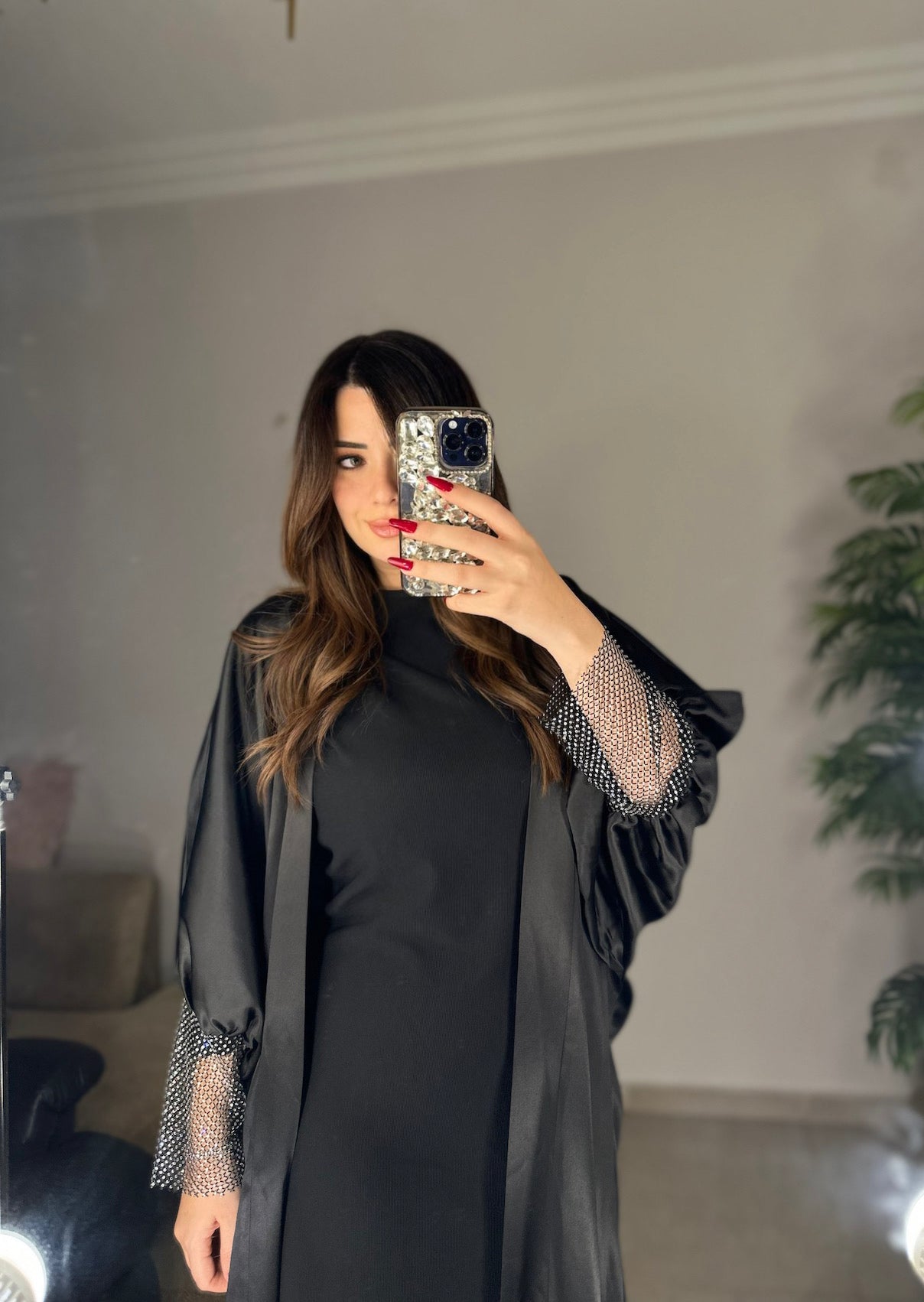 Luxury Feels Rhinestones Kaftan - Black