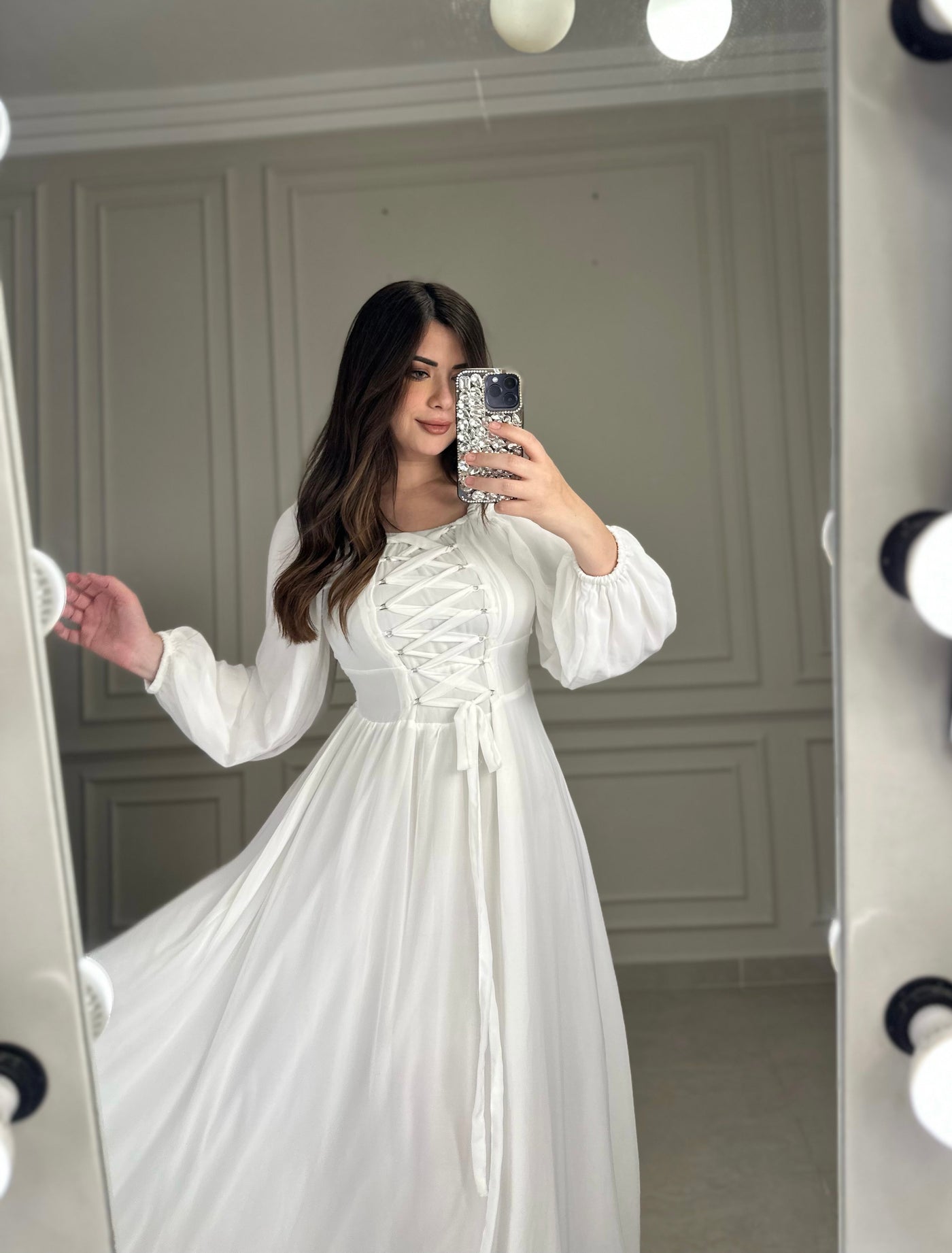 Princess Lace-Up Dress - Off White