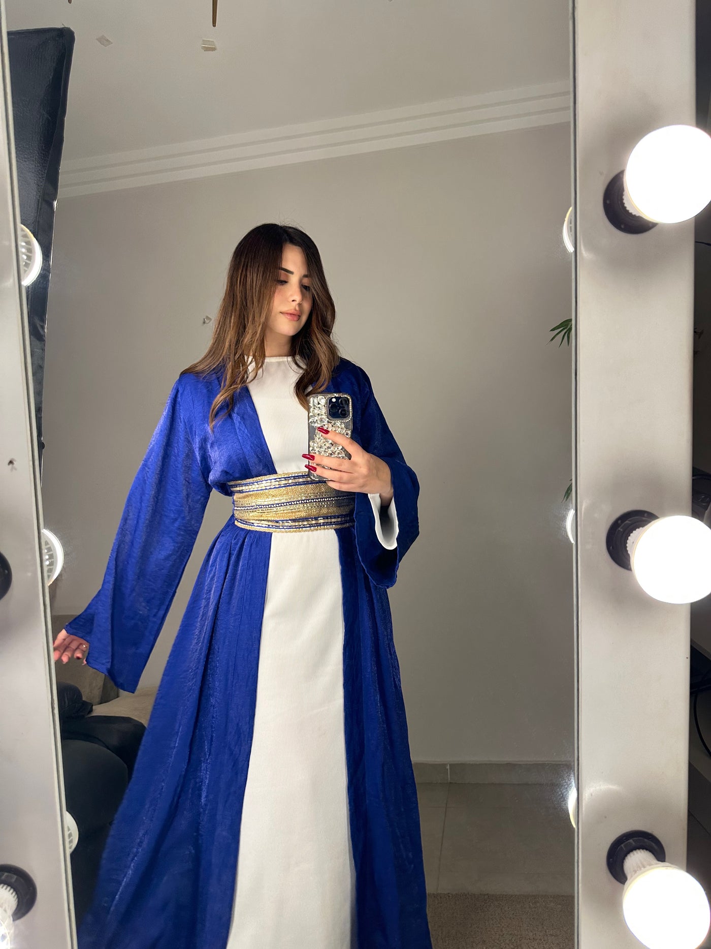 Royal Princess Handmade Belted Kaftan - Royal Blue