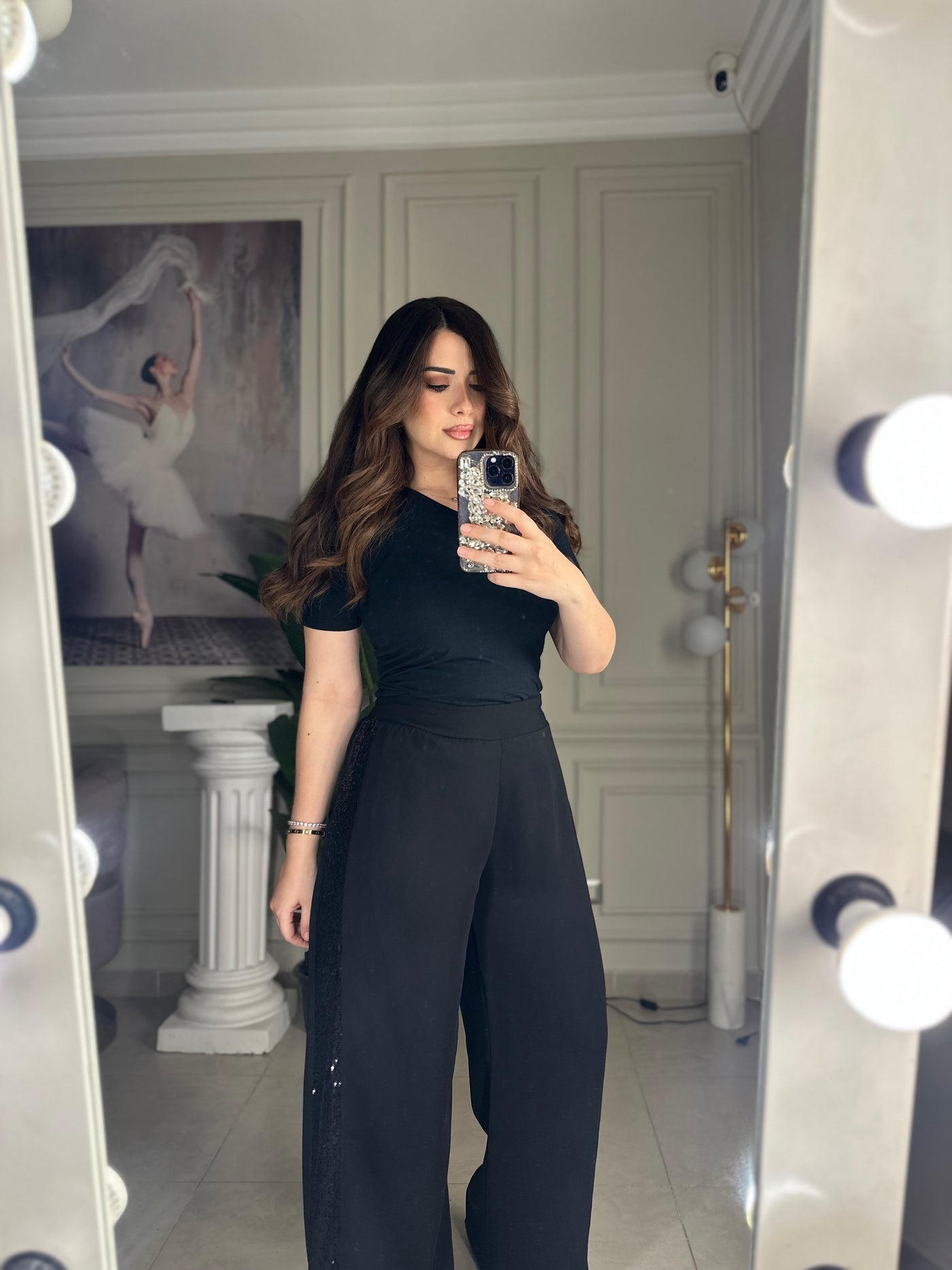 Rich Babe Sequins Stripe Pants - Black