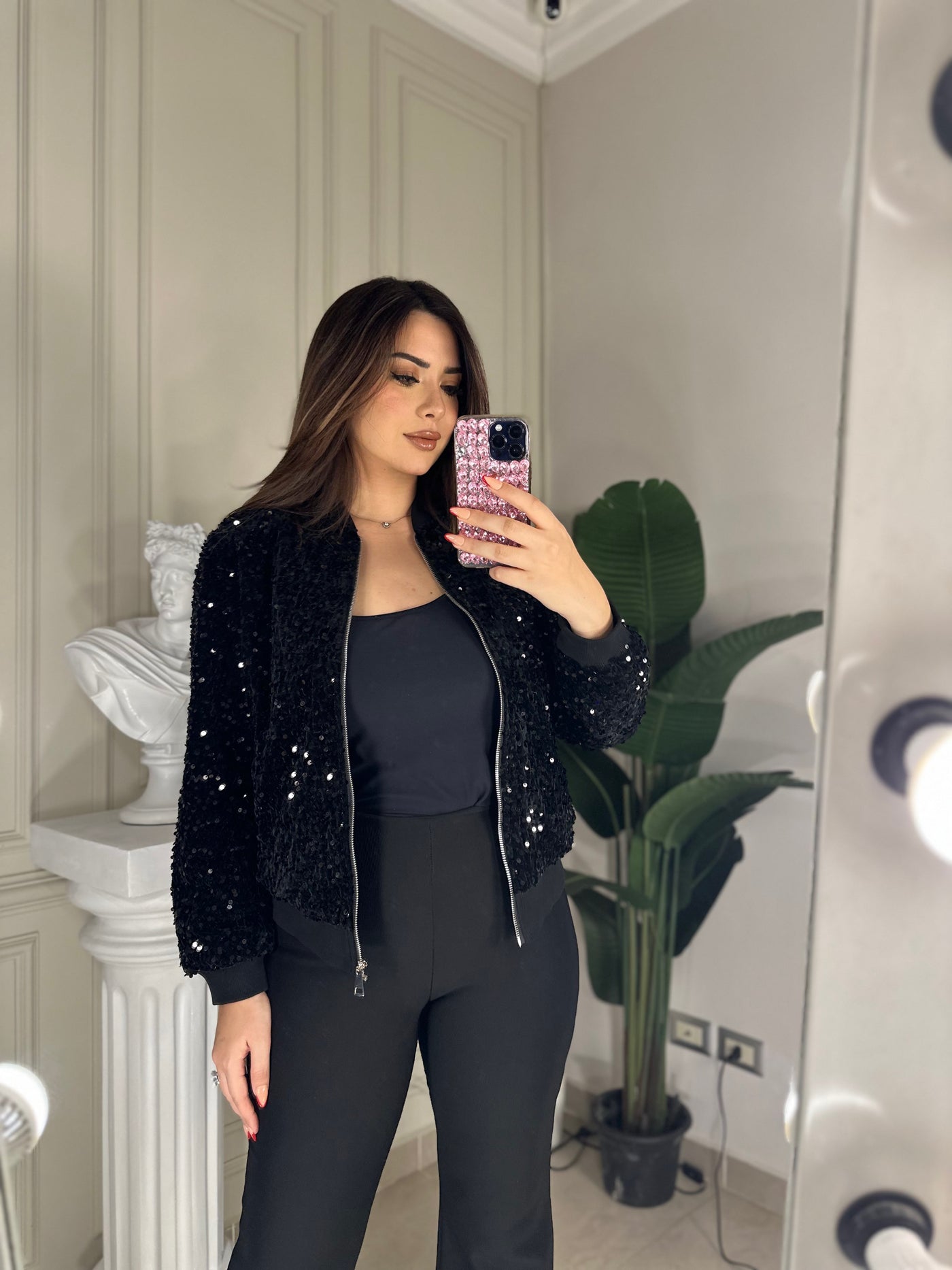 All Eyes On Me Sequins Jacket - Black