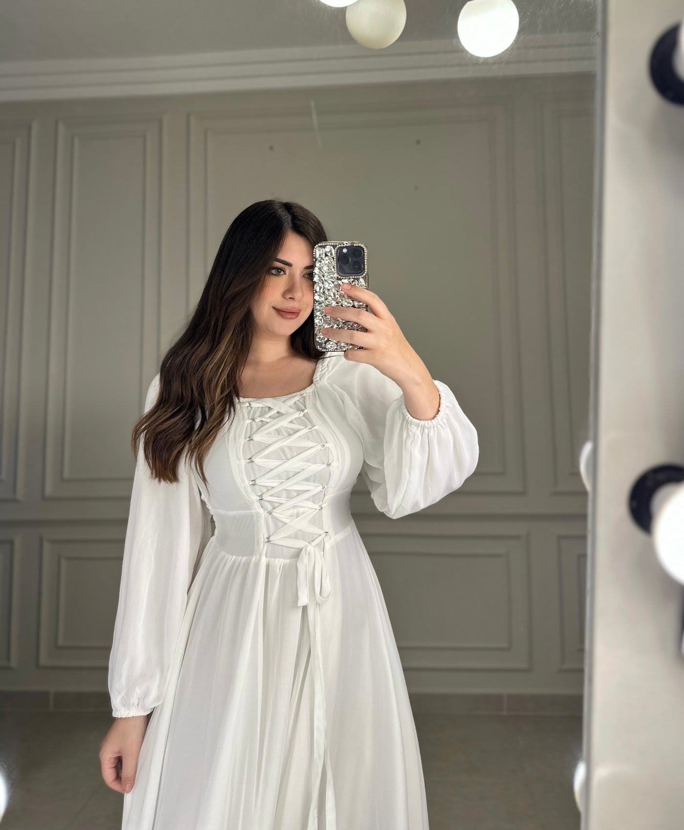 Princess Lace-Up Dress - Off White