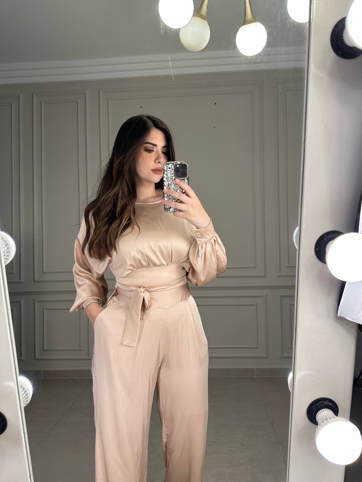 Make Me Hourglass Silky Pants - Beige