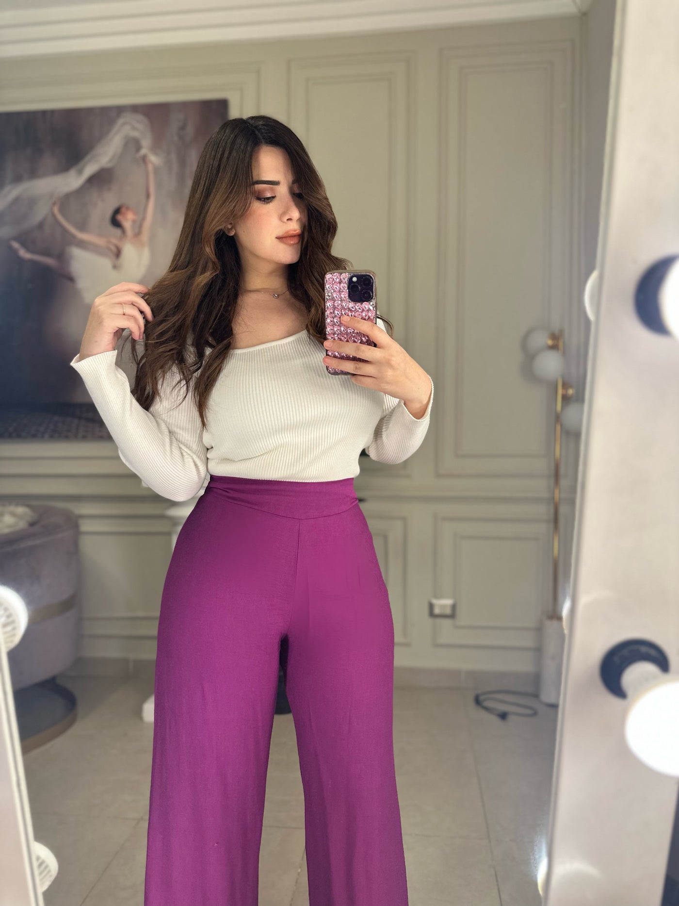 Basic Linen Pants - Purple