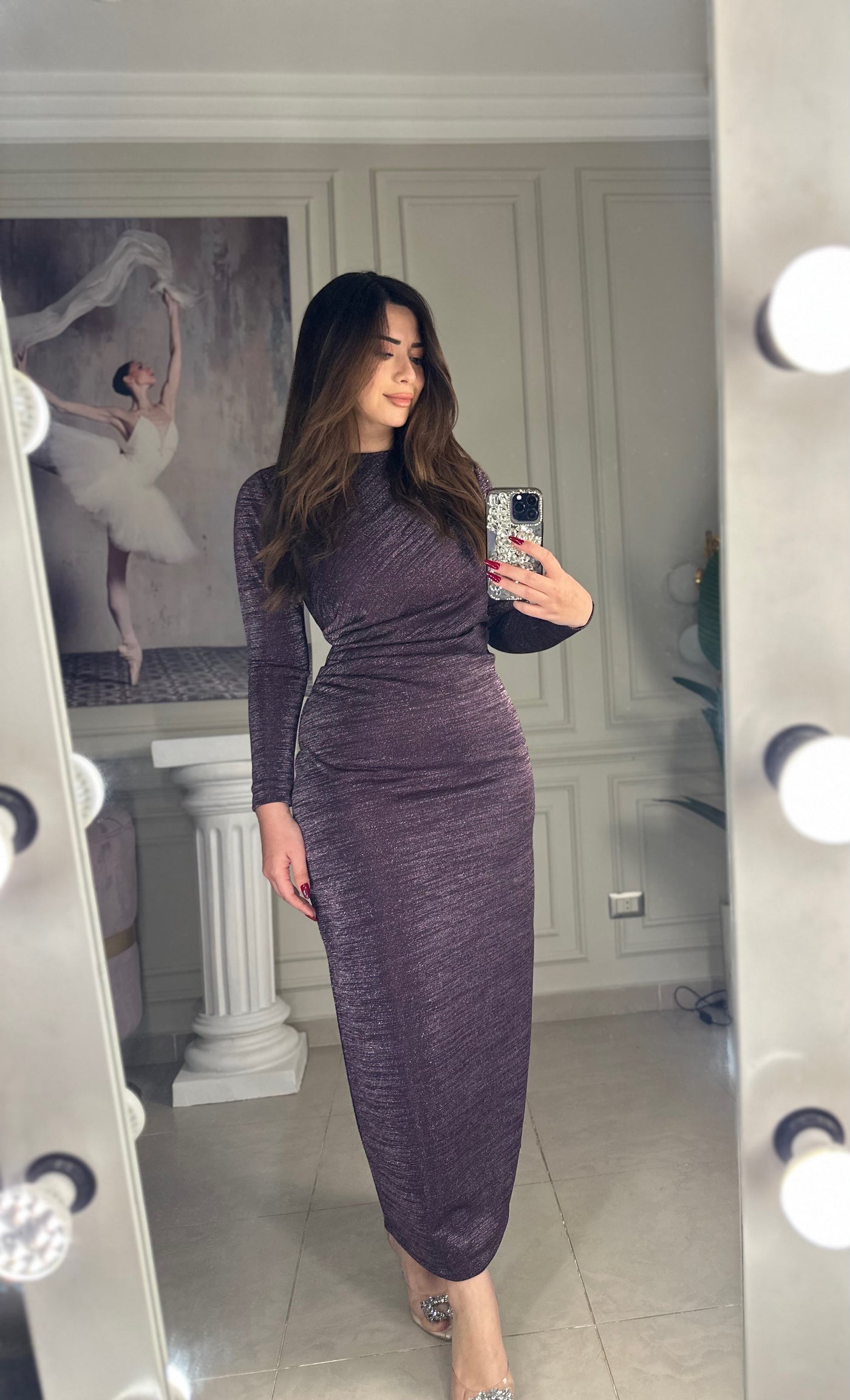 Vogue Model Ruched Dress - Purple