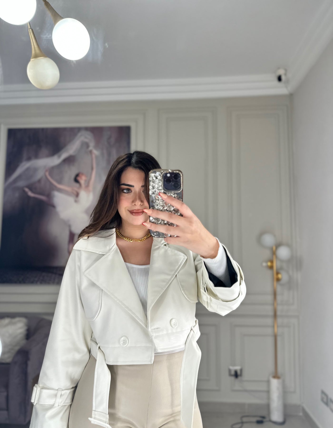 Two In One Feeling Famous Leather Trench Coat - Off White