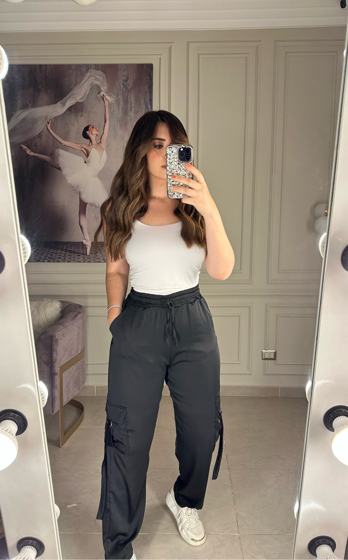 Pretty Girl Silky Cargo Pant - Black