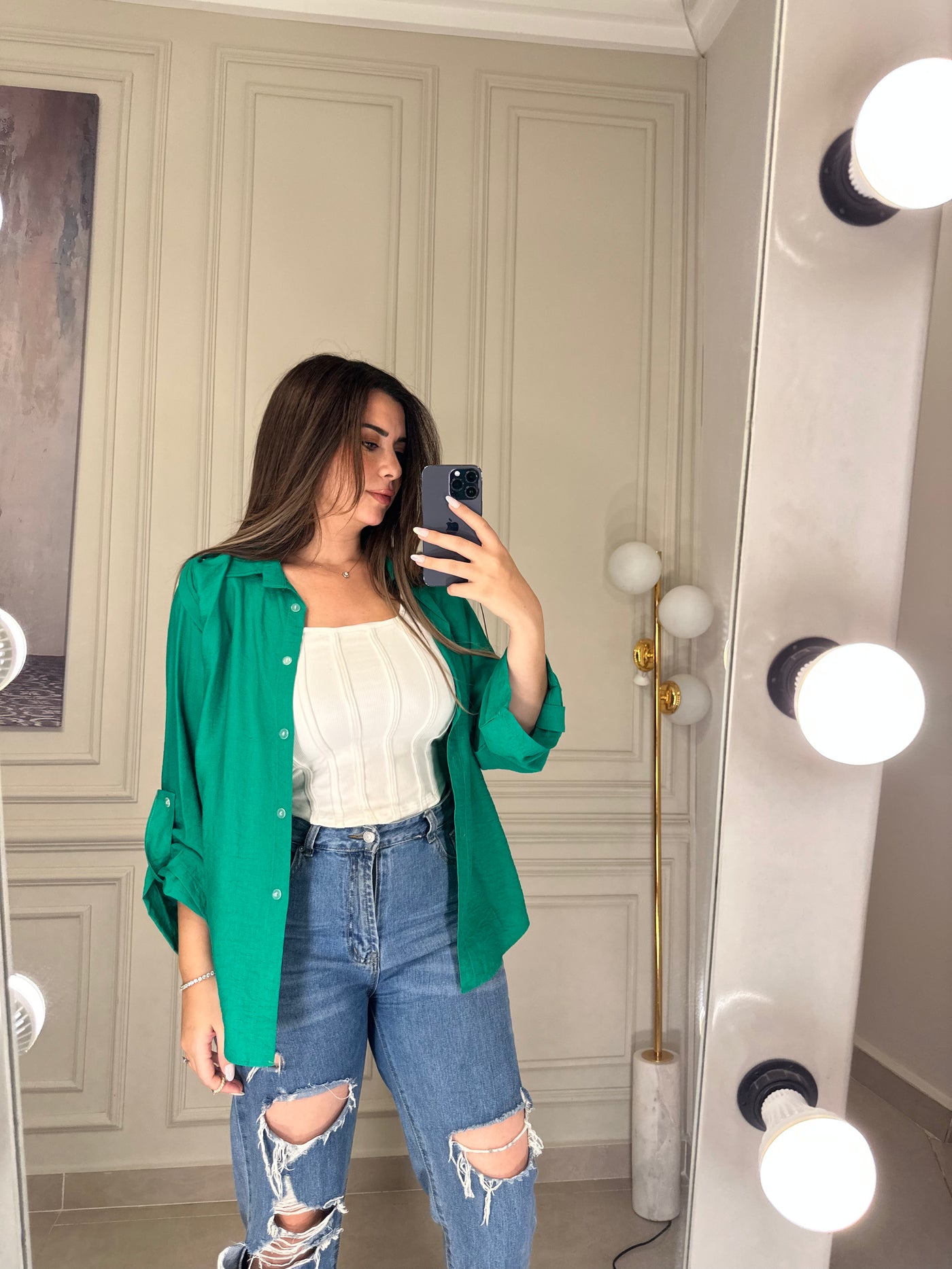 Standout Style Linen Blouse - Green