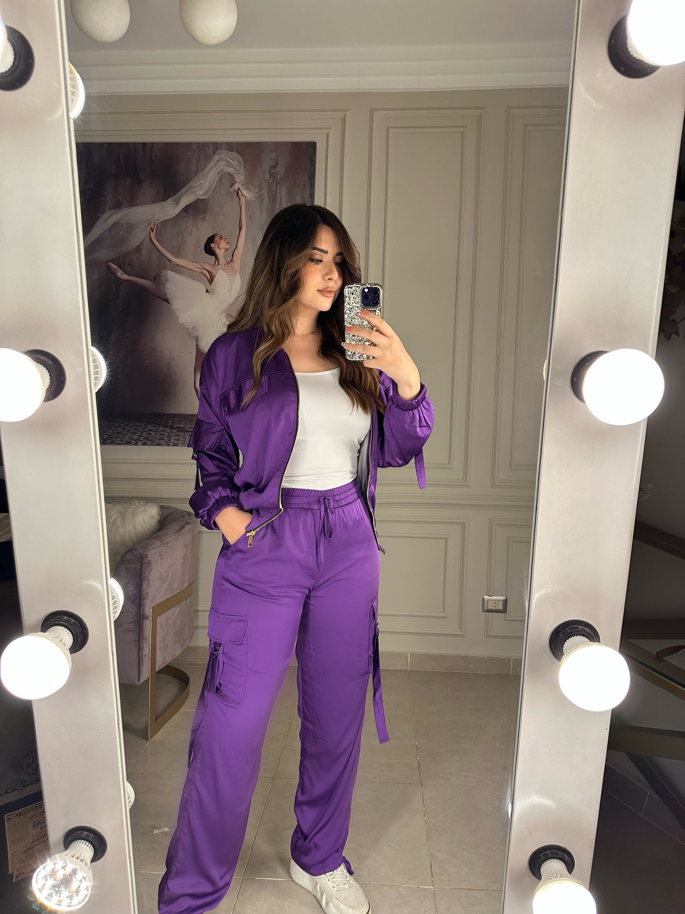 Pretty Girl Silky Cargo Pant - Purple