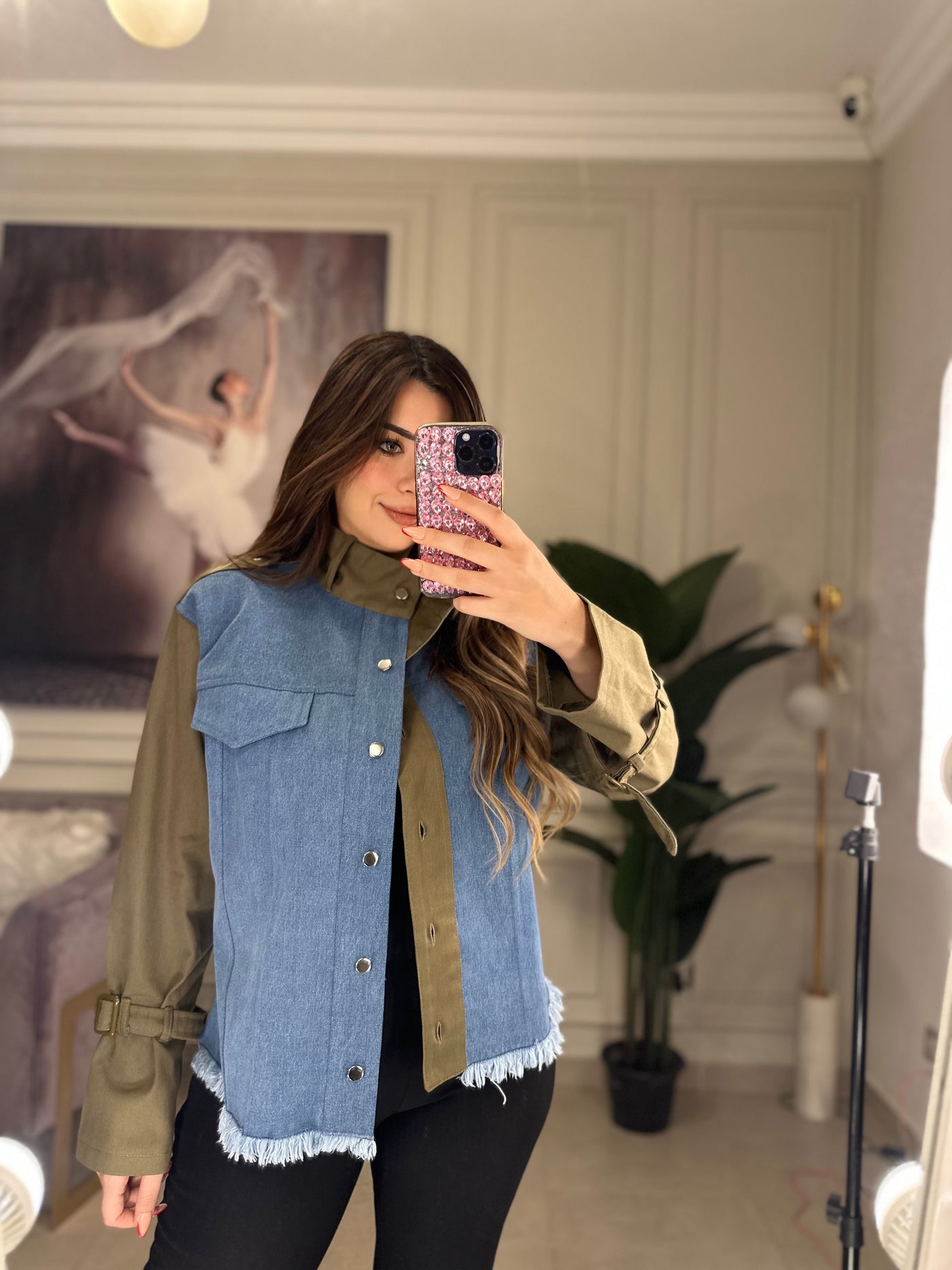 Brazilian Girl Denim Jacket - Olive