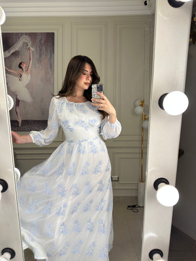 Venice Floral Dress - Baby Blue