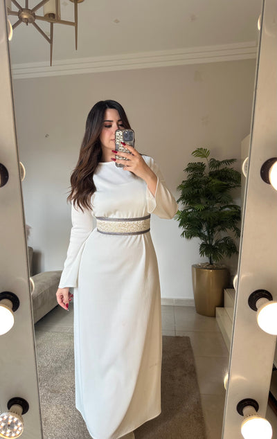 Arabian Nights Belted Dress - White