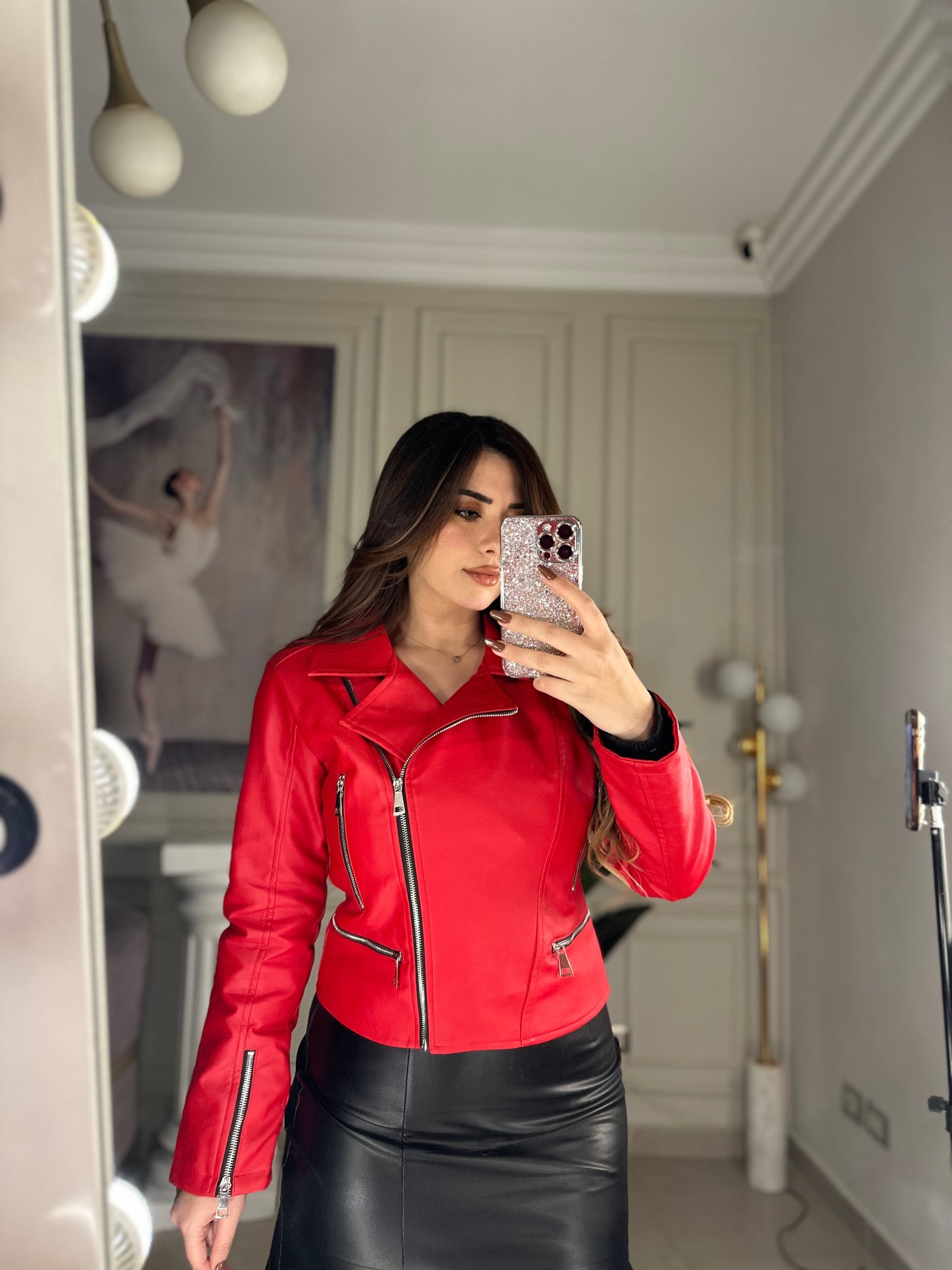 Bad Girl Leather Jacket - Red