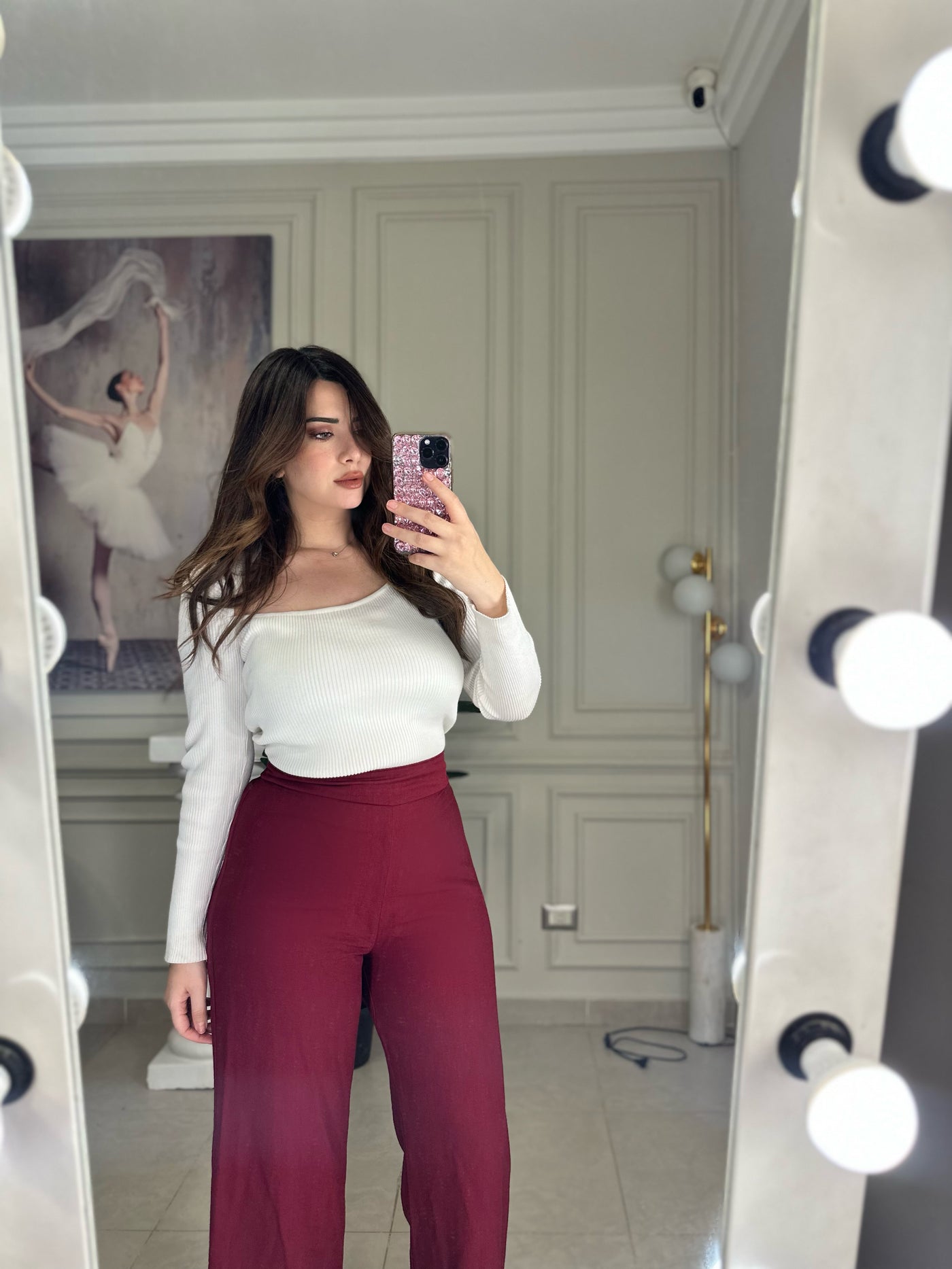 Basic Linen Pants - Burgundy