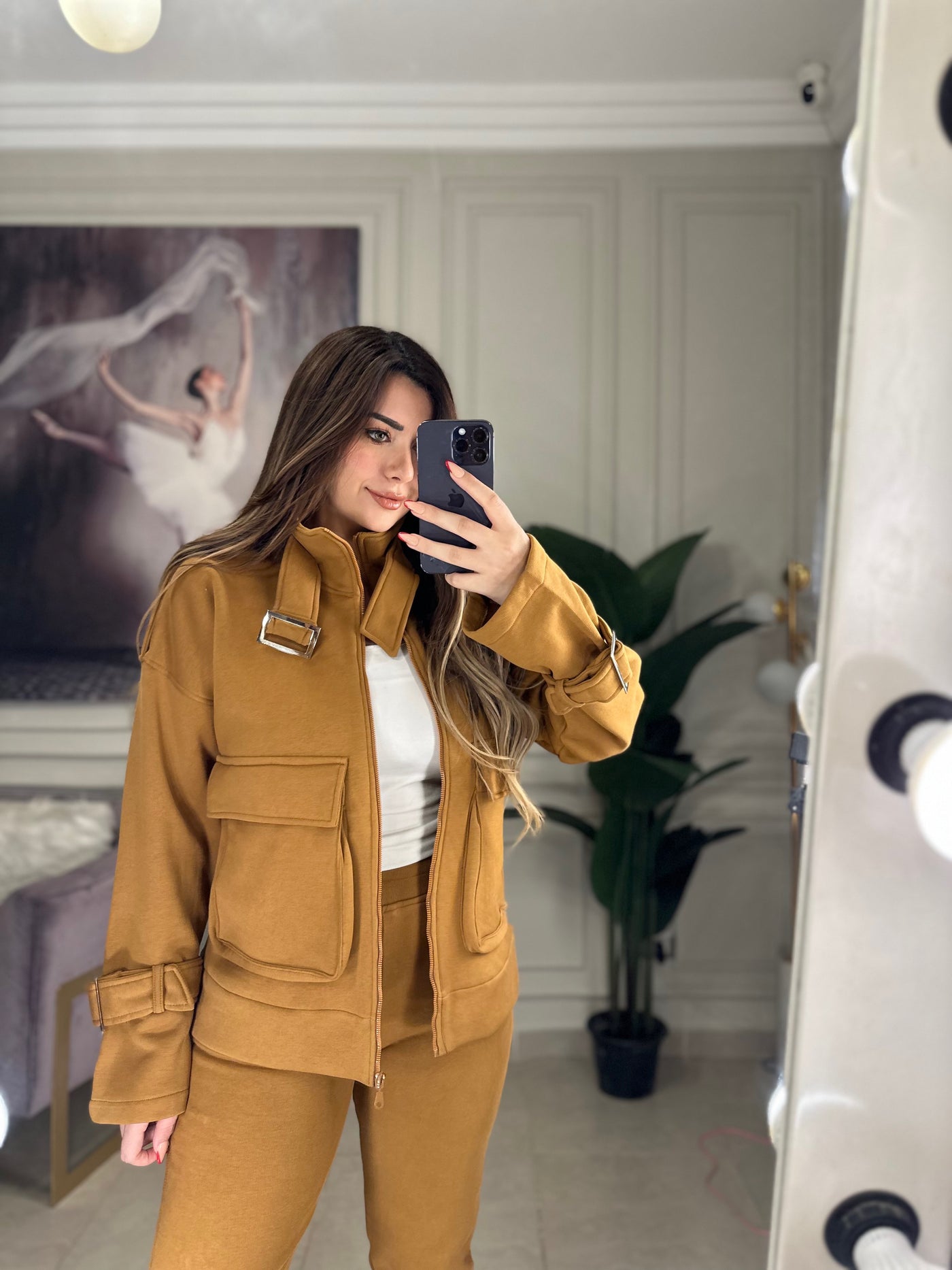 Trendsetter Pockets Belted Jacket - Camel