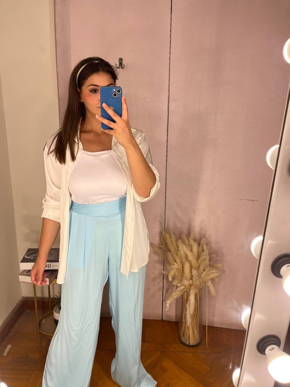 Make Me Hourglass Silky Pants - Baby Blue