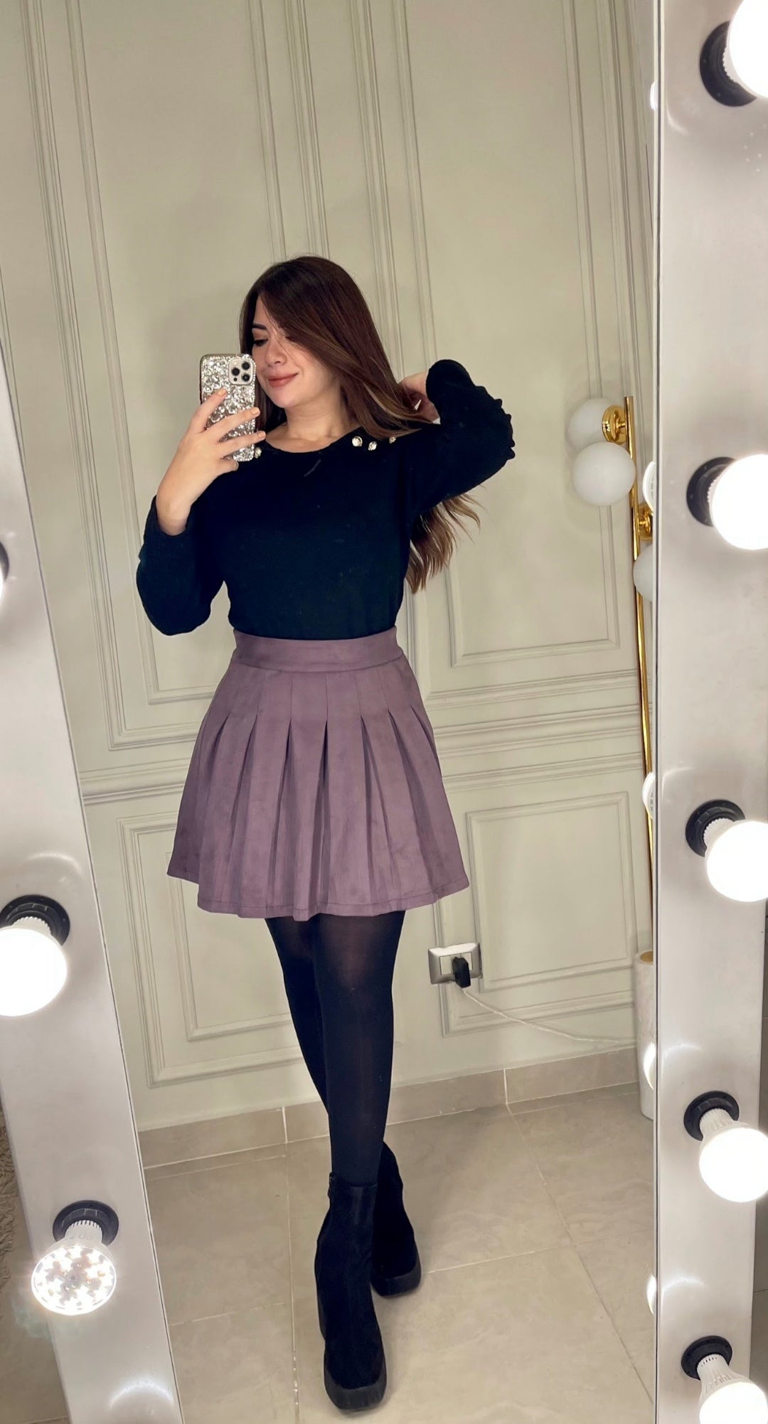 Mean Girl Suede Skirt - Mulberry