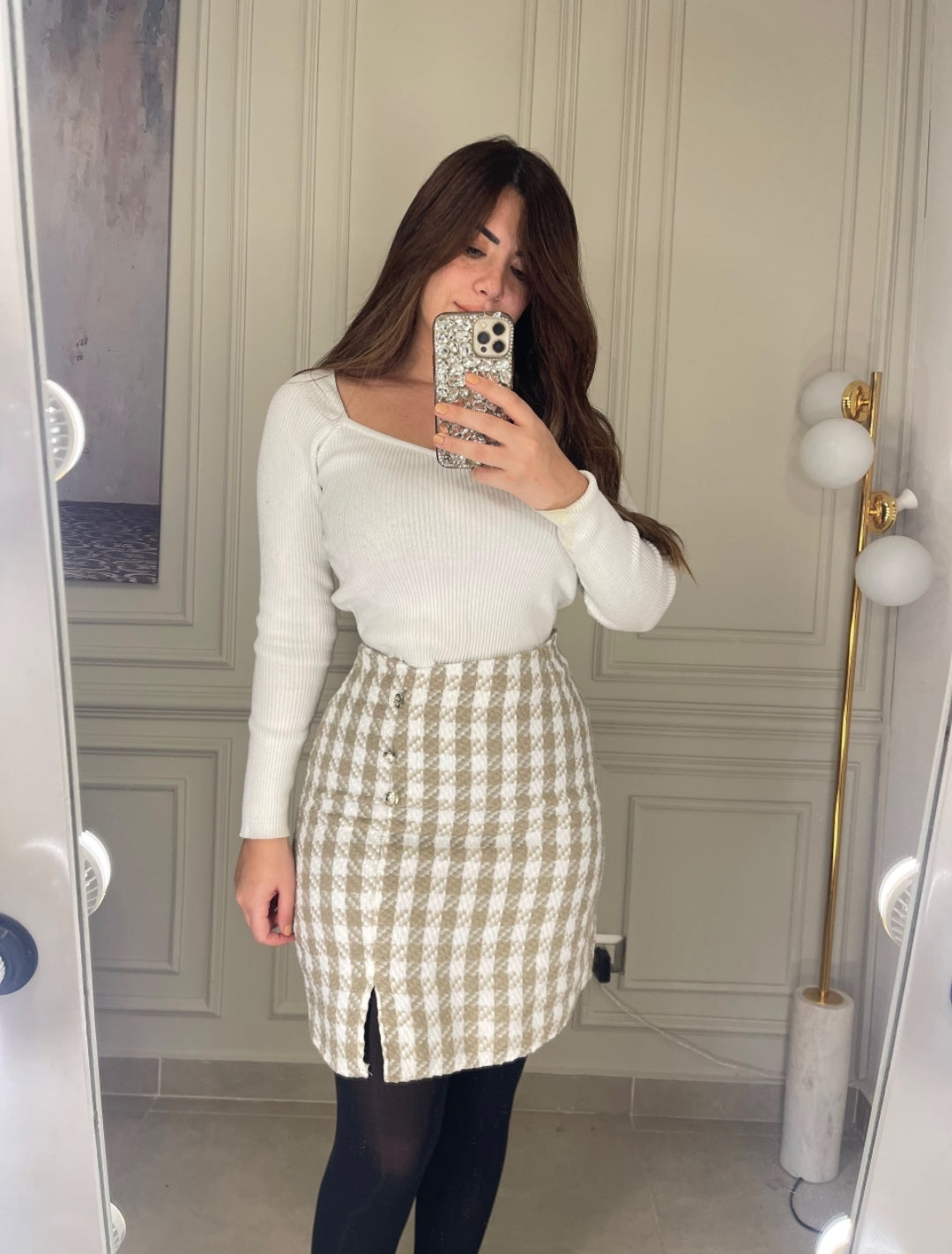 London Girl Skirt- Nude Beige