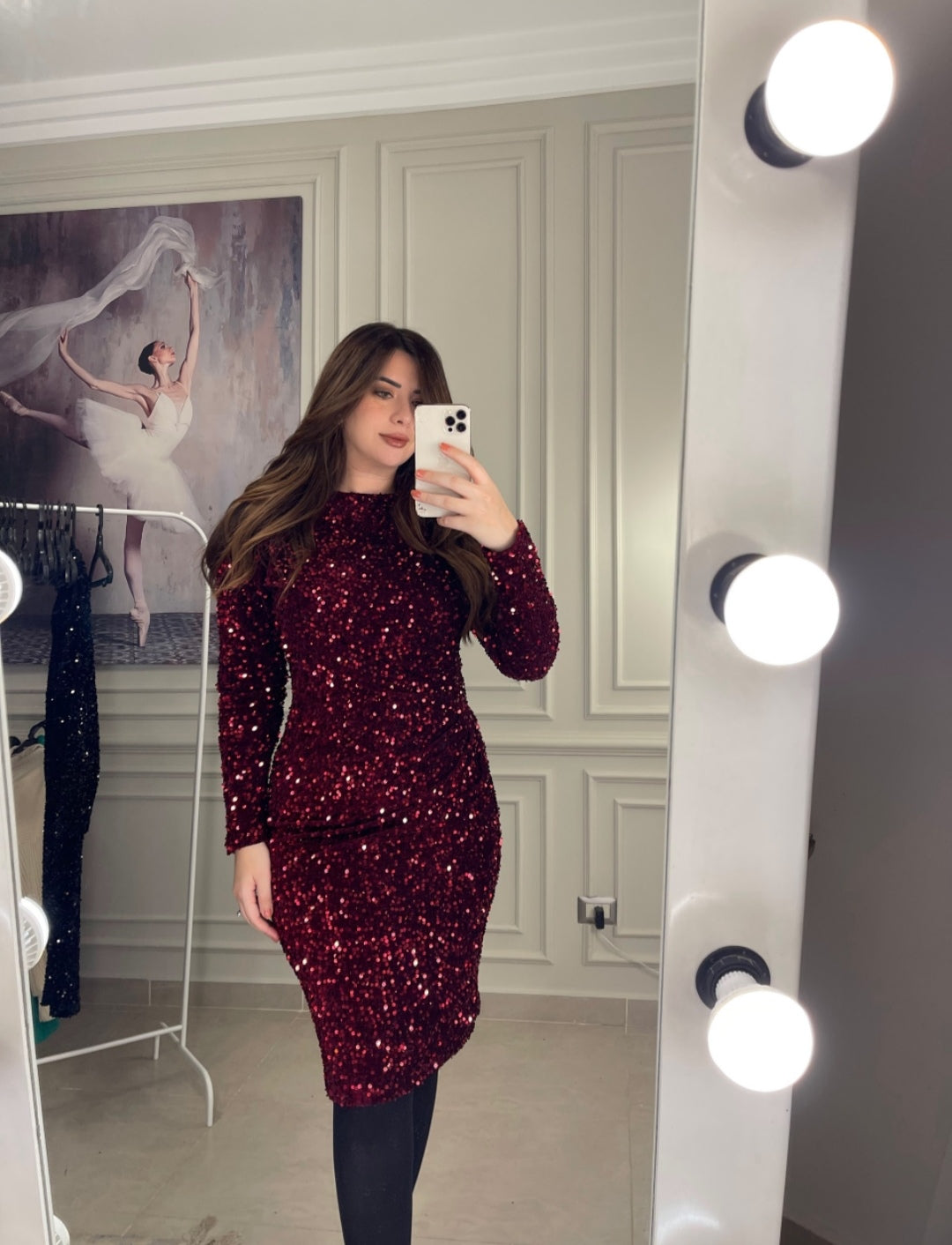 Coming In Hot Sequins Dress - Wine Burgundy