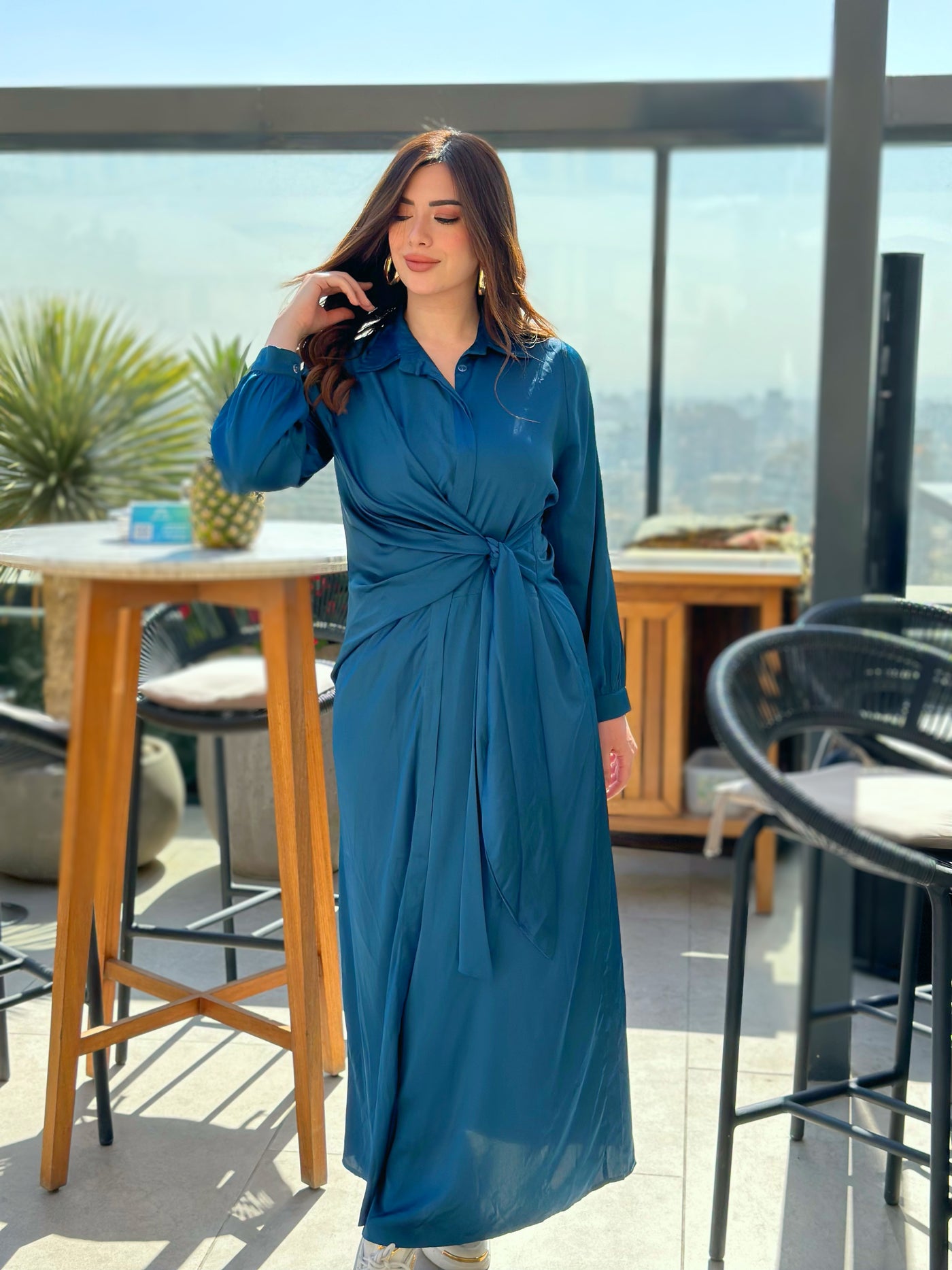 In My Lamborghini Silky Wrap Dress - Petroleum