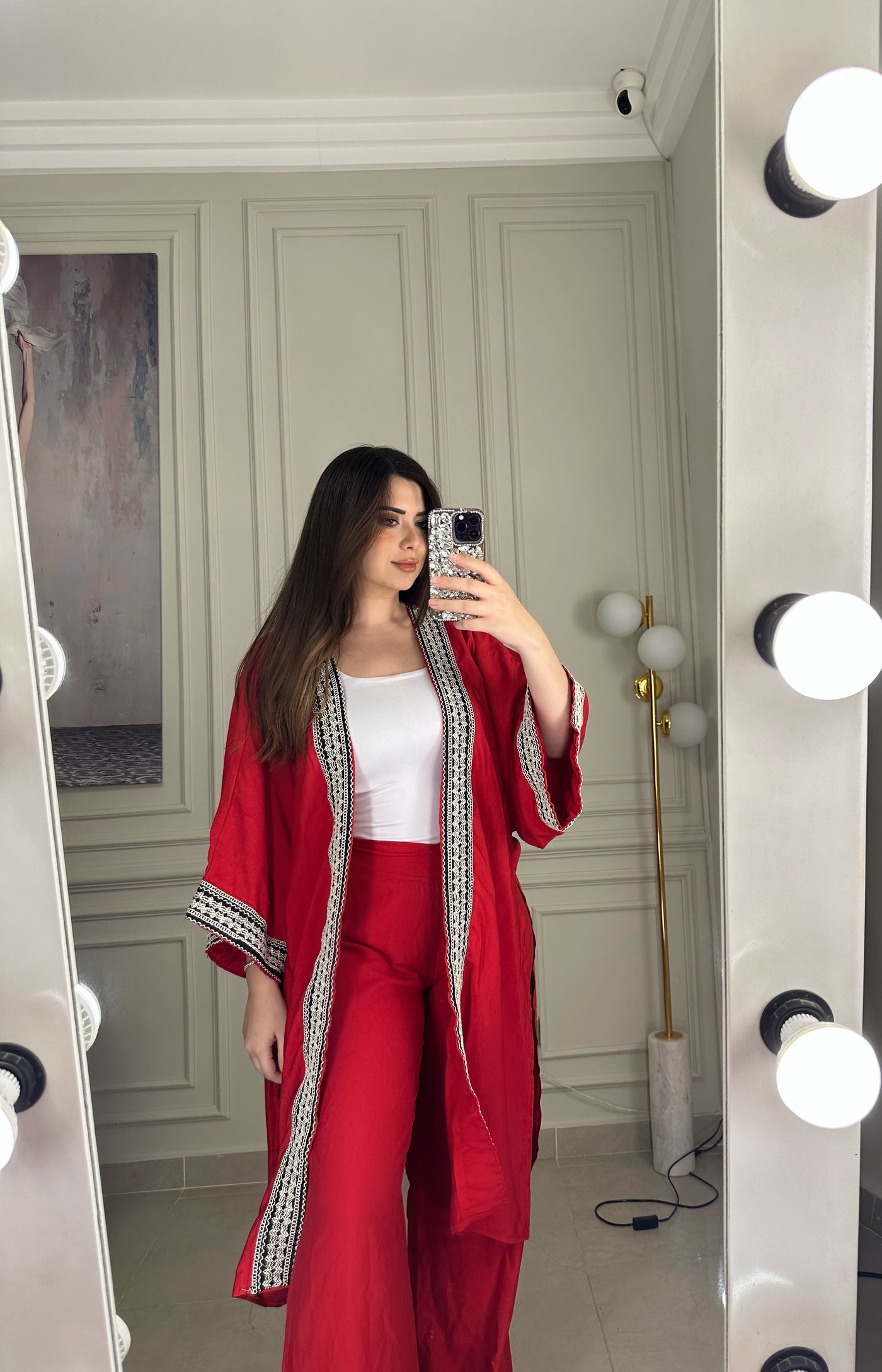 Trendy Embroidered Kimono - Red
