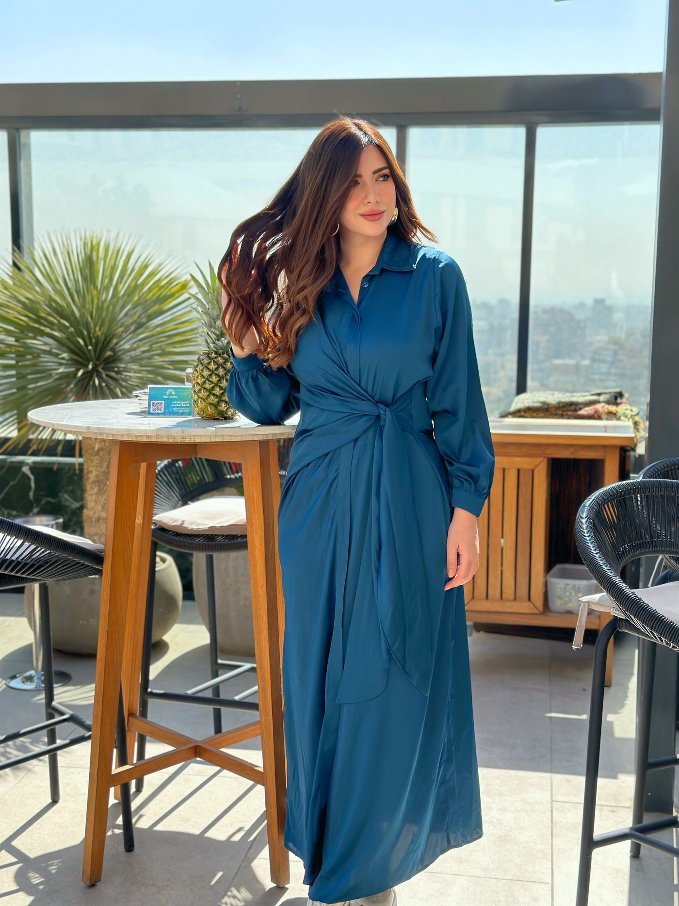 In My Lamborghini Silky Wrap Dress - Petroleum