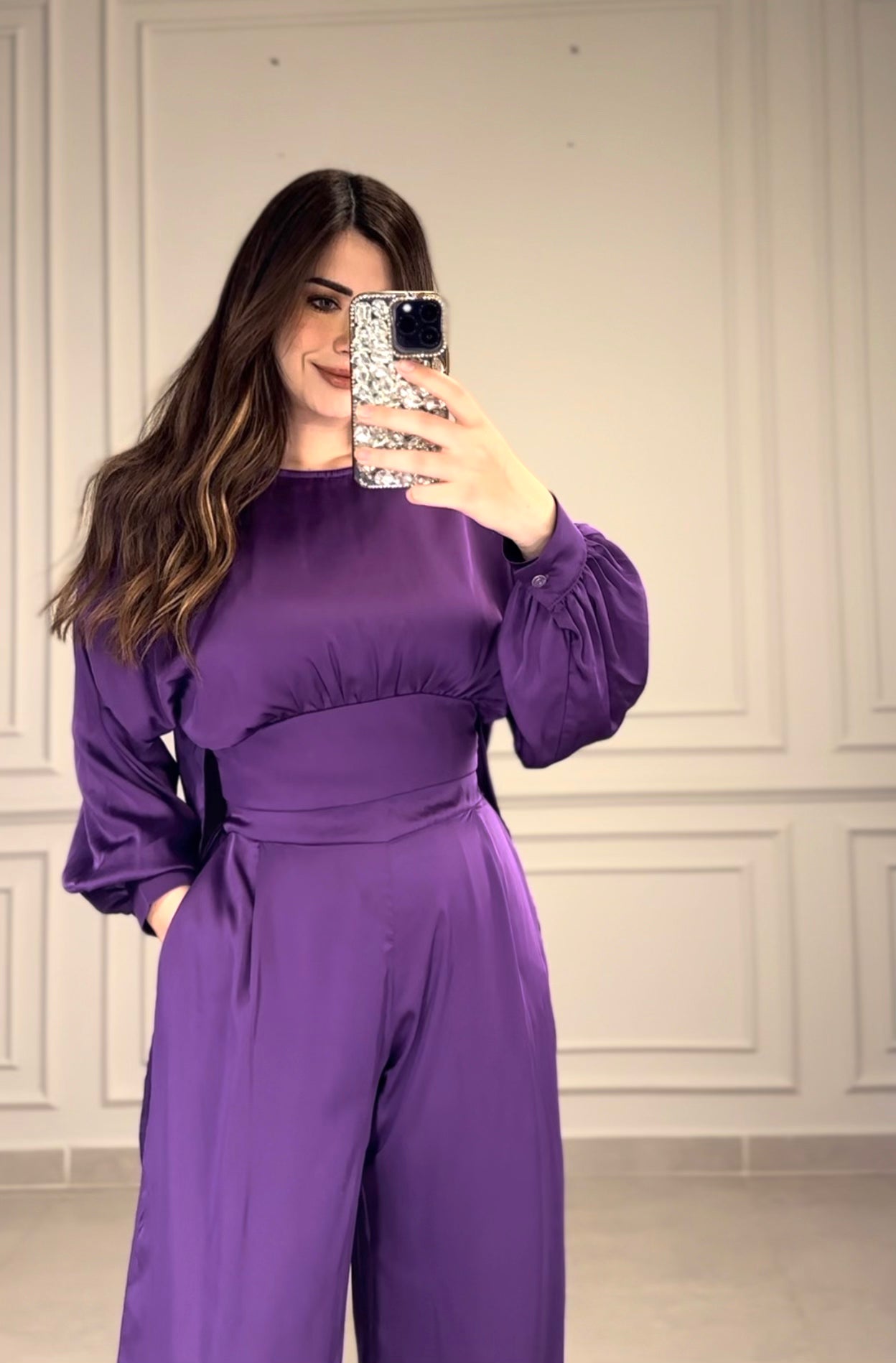 Make Me Hourglass Silky Pants - Purple