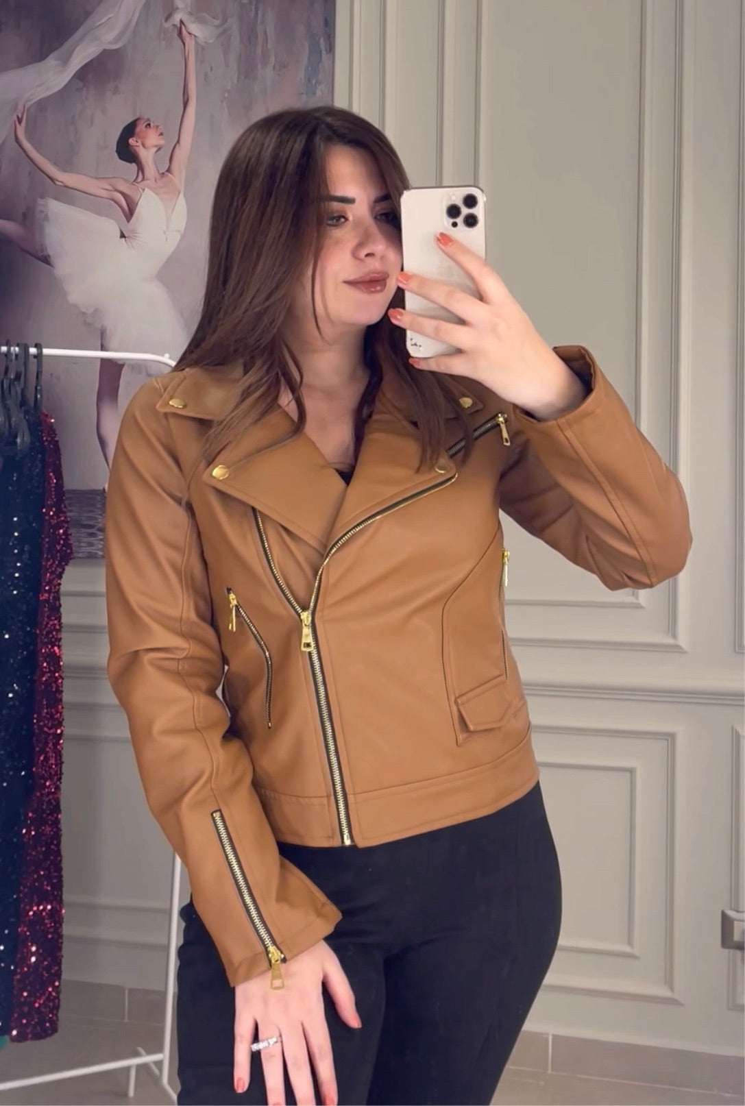 Show Stopper Moto Leather Jacket - Camel