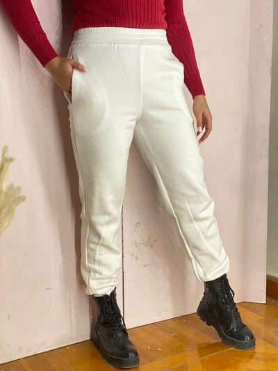 Stop & Stare Jogger Pants - White